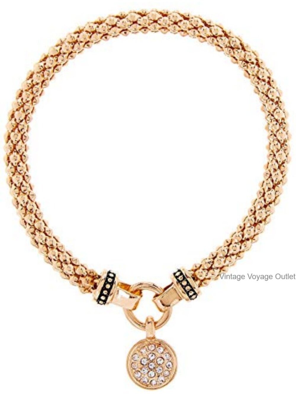 Nine West Women's Charm Stretch Bracelet Set, Gold Tone with Clear Glass